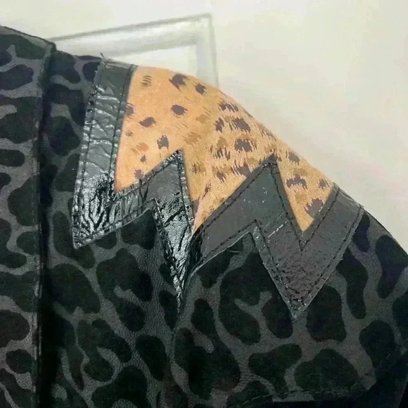 Vintage 80s West Bay Genuine Leather Jacket Size 8 (S/M), Animal Print Western - Picture 2 of 14